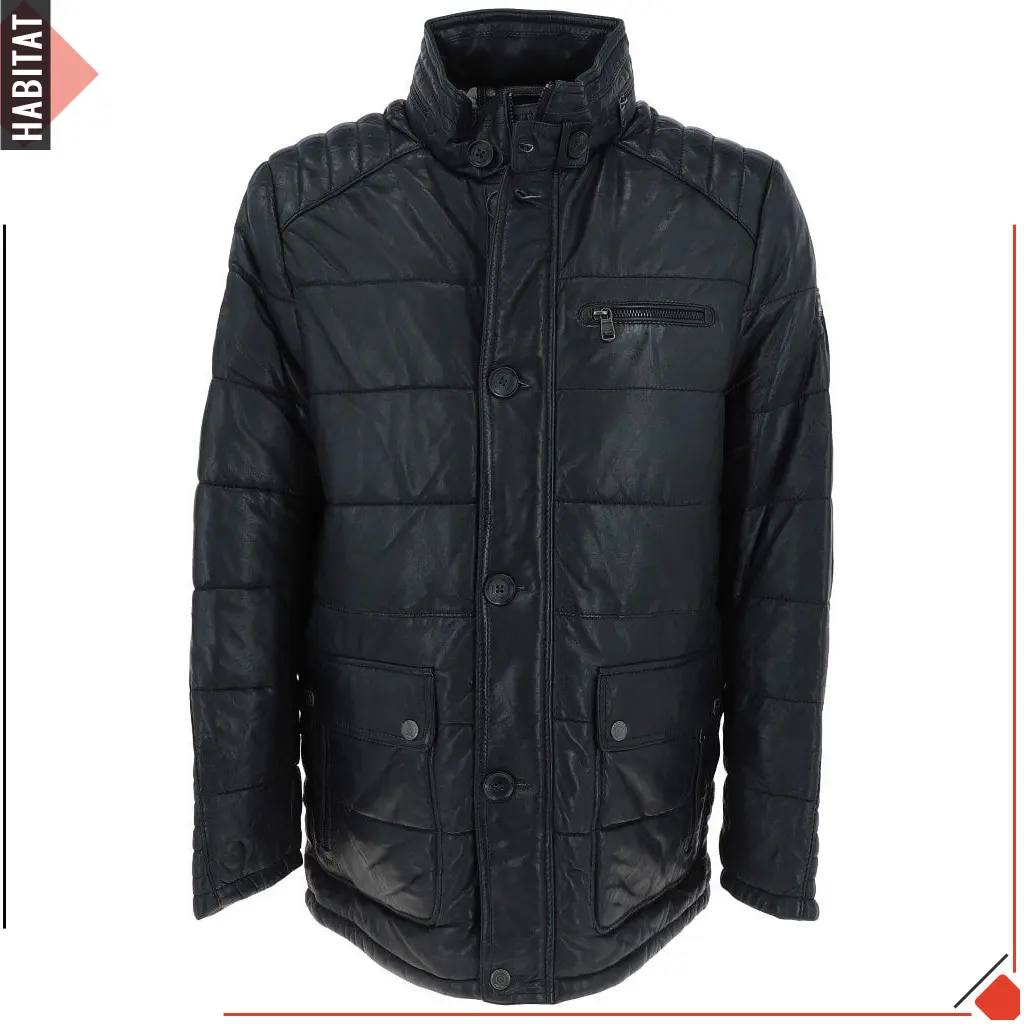पुरुषों की 3/4 असली प्राकृतिक चमड़ा सफारी जैकेट ओवरकोट लंदन डिजाइनर फिट क्लासिक ब्लैक रेगुलर लेंथ कोट जैकेट