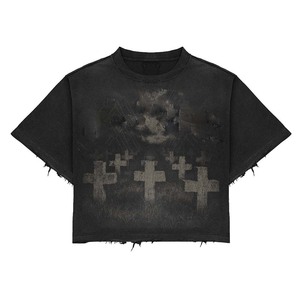 100% Cotton Men's T-Shirt Loose Fit Printed Mens Boxy T Shirt 240 GSM Premium Cotton Grey Wash Graphic Screen Print Custom <b>Logo</b> - Product Image 2