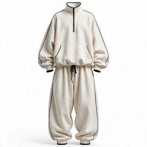 Vêtements de sport unisexes SUQAINA FASHION en gros – Ensemble 2 pièces décontracté d'automne, uni, respirant, écologique, 100 % polyester, coupe ample - Product Image 1