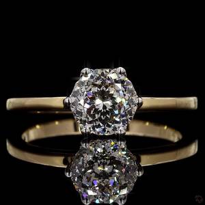 Bague en or intemporelle pour femme avec diamant de laboratoire taille portugaise rond, élégante, pour fiançailles, anniversaire, bijou raffiné, cadeau - Product Image 1