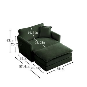 Poltrona Moderna in Ciniglia Verde con Poggiapiedi per Soggiorno, Club, Camera da Letto, Lettura - Poltrona Durevole in Ciniglia - Product Image 5