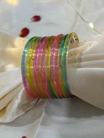 Ensembles de bracelets en verre Jelly Bangles pour femmes, élégants, faits à la main en Inde, bijoux Churiyan, plaqués argent, tendance géométrique pour mariage
