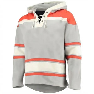 Sweat-shirt à capuche vintage gris clair respirant en jersey de hockey sur glace, personnalisable, pour le sport, thermique d'hiver, 100% coton - Product Image 1
