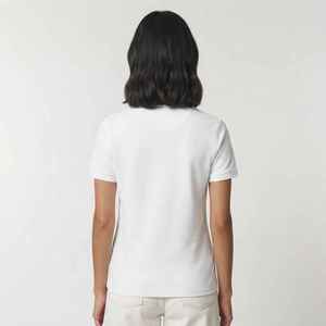 เสื้อโปโลผ้าฝ้ายสีขาวสำหรับผู้หญิง แขนสั้น ปักตัวอักษรด้านหน้า สไตล์ลำลอง - Product Image 2