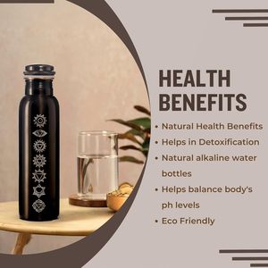 Bouteille d'eau en cuivre 7 Chakras avec ensemble de verres – Purement étanche – 2 verres à eau de 300 ml chacun – Idéale pour offrir - Product Image 5