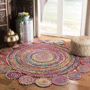 Hand braided & Stitched carpets made of Jute & cotton Washable Area <b>Rugs</b> for Bedroom & Living Room - Product Image 1