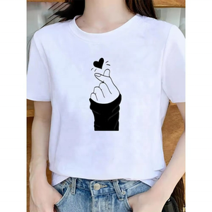 Camiseta de Algodón Orgánico para Mujer, Estilo Vintage, Holgada, Uniformes Escolares, Elástica en 4 Direcciones, Personalizada, Top Corto, Camisetas a Rayas para Mujer - Product Image 5