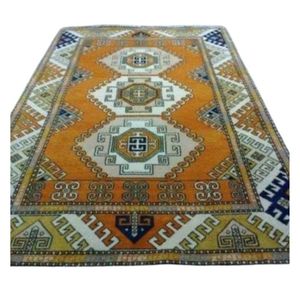 Tapis rectangulaire en laine et acrylique à motif géométrique oriental tendance, antidérapant, noué à la main, à poils moyens, pour salon - Product Image 5
