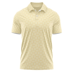 Chemise de golf pour homme à séchage rapide, protection UV, imprimé hawaïen, manches courtes, tissu tricoté, polyester, élasthanne - Product Image 1
