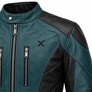 Veste de moto en cuir sur mesure OEM |   Noir, Teal, Marron, Bleu |   Fabricant OEM ODM |   Qualité de conception haut de gamme |   Vêtements de course | - Product Image 4