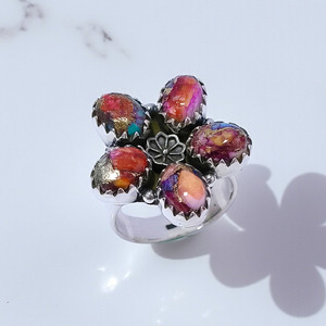 Anillos de Plata de Ley 925 con Turquesa Rosa Ostra, Joyería al por Mayor para Bodas de Mujer - Product Image 2