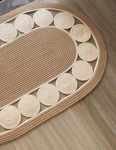 Tapis d'extérieur de luxe personnalisé, moderne, écologique, en coton, fabriqué à la machine, à motif floral, ovale, tressé, adapté aux animaux domestiques, résistant aux taches et antidérapant - Product Image 2