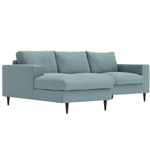 Sofá Modular de Tela Azul Espuma de Mar con Chaise Longue a la Derecha y Patas de Madera Cónicas para Asientos en Grupo - Product Image 2