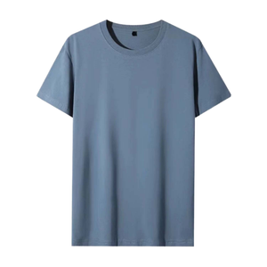 Camiseta de Cuello Redondo Azul Claro para Mujer, Manga Corta, Corte Regular, 100% Algodón, Tejido de Punto, Bordada, Casual, Color Sólido, Transpirable - Product Image 1