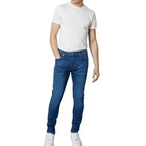 <b>Men</b> Mid Blue Woven Denim Jeans Straight <b>Stretch</b> Fit Casual Daily Wear OEM ODM Factory Wholesale Spring - Product Image 3