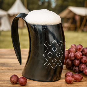 Jarra de Cuerno de Búfalo Negro Pulido de Primera Calidad, Elegantes Jarrales de Cerveza Estilo Vikingo, Acabado Brillante, Tazas de Cuerno de Búfalo Oscuro - Artesanía Natural - Product Image 6