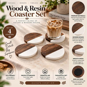 Juego de 4 Posavasos de Madera de Mango con Diseño de Mármol para Tazas de Té, Café y Tazas |   Posavasos Redondos para Mesa de Comedor, Decoración para el Hogar y la Oficina, y Regalo - Product Image 5