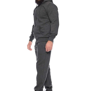 Survêtement unisexe gris à capuche, demi-zip, en polaire respirante, avec poches latérales, coupe décontractée, couleur unie, pour l'automne - Product Image 3
