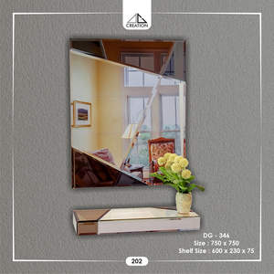 Espejo Rectangular con Diseño de Ranura en V, Juego de Estantes a Juego, Decoración Artística, Ecológico y Ligero - Product Image 2