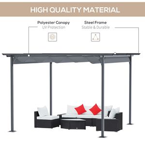 Gazebo Retrattile da Patio 3,5m x 3,5m, Impermeabile e Resistente ai Raggi UV, con Robusta Struttura in Acciaio e Palo in Metallo, Grigio - Product Image 4