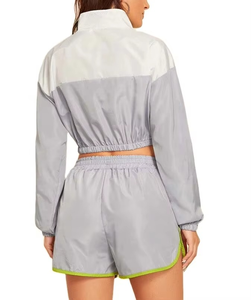 Ensemble 2 pièces pour femme : short et veste coupe-vent oversize à fermeture éclair, haut court et short - Product Image 2