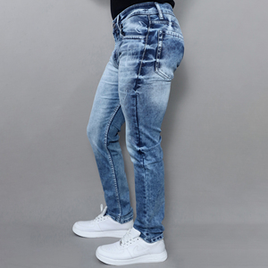 Jeans bleus extensibles pour hommes Gex, taille mi-haute, nouveau style, vente en gros sur mesure - Product Image 5