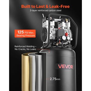 Compresor de Aire Portátil de 20 Galones con 2HP, 4.5 SCFM, 90PSI, Sin Aceite, Presión Máxima de 125PSI, Compresores de Neumáticos Portátiles con Ruedas - Product Image 5