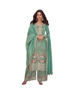 El último diseñador Pure Organza Cotton Forro Hand Work Palazzo SuitBy Fab Zone - Product Image 1