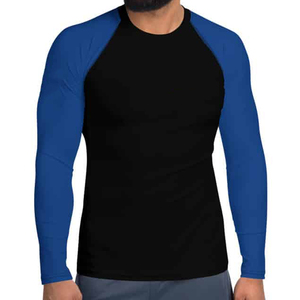 Unisex Color Blocked Rash Guard Sleeveless Quick Dry 100% Polyester <b>Compression</b> <b>Shirt</b> Adult Black Blue UPF50+ - Product Image 6