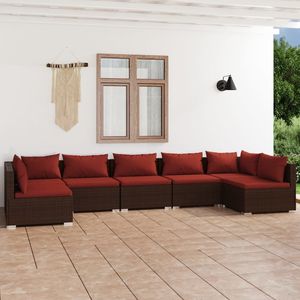 Conjunto de Muebles de Jardín de Ratán PE Marrón con Acero con Recubrimiento en Polvo para Espacios Exteriores - Product Image 1