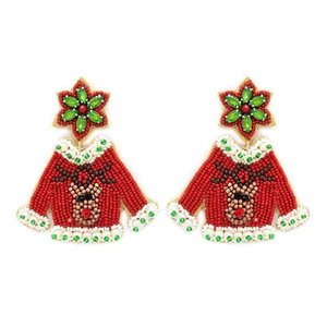 Boucles d'oreilles rondes brodées à la main avec des perles de rocaille pour femmes et filles, boucles d'oreilles artisanales de haute qualité en provenance d'Inde - Product Image 6