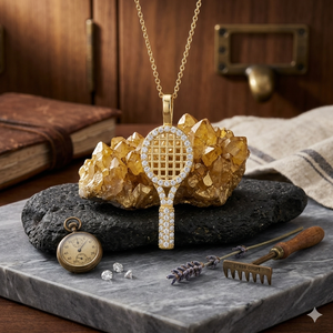 Collection exclusive de bijoux de mode haut de gamme, mini raquette de tennis, pendentif en or 14 carats, diamant naturel VVS, pendentif charme, cadeaux - Product Image 6