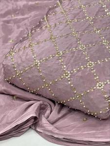 Tissu brodé perlé Dobby 100% soie pour robes de mariée, dentelle et vêtements pour filles - Fournisseur et fabricant sur mesure - Product Image 1