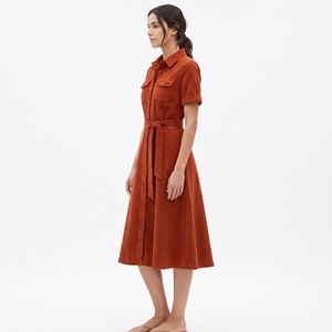 Women's <b>Winter</b> Corduroy Shirt <b>Dress</b> Casual Warm Button-Down Midi <b>Dress</b> OEM ODM Wholesale Factory Custom Logo Low MOQ - Product Image 1