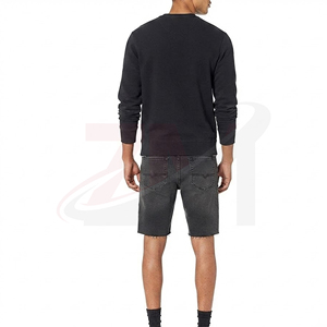 Men's Distressed Black Denim Shorts Straight Leg Mid Waist Cotton Casual Summer Wear Pocket Casual Jean Shorts Custom Logo - Product Image 2