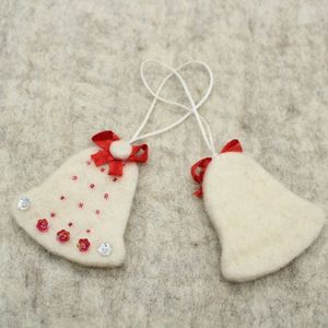 Handmade Felt Christmas Bell Ornaments With <b>Red</b> <b>Ribbon</b> And Rhinestones Indoor Decor Traditional Style - Product Image 3