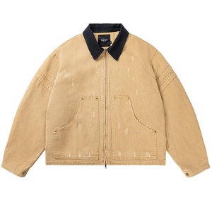 Customized OEM Cleanfit Washed Distressed <b>DUCK</b> Canvas Waterproof Heated Breathable Quick Dry Winter Solid Streetwear Work <b>Jacket</b> - Product Image 1