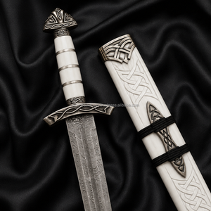 Espada Vikinga de Damasco con Funda, Espada Medieval Hecha a Mano, Espada Nórdica, Regalo para Él - Product Image 4