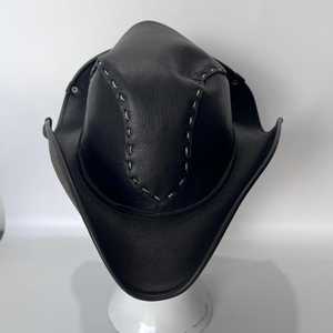 Chapeau de cowboy en cuir unisexe, style western, cousu à la main, réglable 56-58 cm, chapeau décontracté pour adultes, toutes saisons - Product Image 3