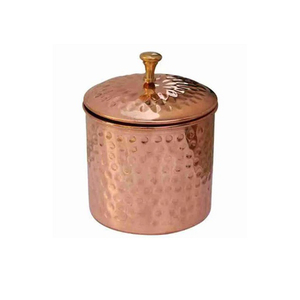 High Quality Copper Canister Set With Polished Finish Airtight Food <b>Storage</b> For <b>Kitchen</b> Counter Vintage Hammered Metal Jar Set - Product Image 3
