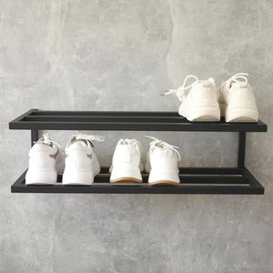 Floating Shoe <b>Rack</b> Dual Layer Wall Mounted Organizer Space Saving Design Strong Load Bearing Frame Sleek Modern Entryway Storage - Product Image 1