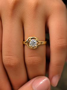 Modern Solitaire Interlocking Bypass 18K Solid <b>Gold</b> Round Lab Grown Diamond <b>Rings</b> CVD HPHT Diamond Engagement <b>Rings</b> Factory OEM - Product Image 2