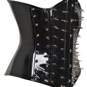 Top corset en cuir PU noir avec fermeture à boutons, robe moulante sexy pour club, tenue pour adultes - Product Image 3
