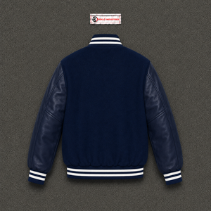 Veste universitaire bleu marine premium pour homme, style vintage délavé, coupe décontractée, veste athlétique, bleu marine emblématique, streetwear. - Product Image 6