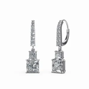Pendientes de Aro Redondos y con Diamantes Lumina de Princesa Marina en Oro Blanco de 18K con Diamantes Creados en Laboratorio para Boda y Compromiso - Product Image 4
