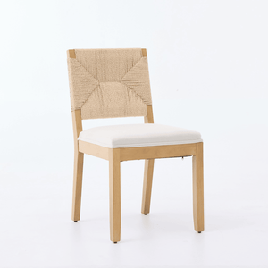Set di 2 Sedie da Pranzo in Stile Mid-Century Moderno, Base in Legno con Corda in Rattan, Rivestimento in Lino, Schienale in Canna e Seduta Imbottita per Sala da Pranzo - Product Image 3