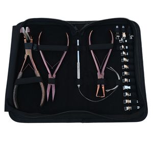 Kit d'outils pour extensions capillaires : Pince à extensions de 7 pouces, Pince à sertir les perles et Pince à retirer les perles, Pince à extensions adhésives, Outil à boucles pour extensions, Clip - Product Image 1