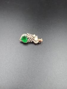 <b>Green</b> <b>Emerald</b> Cut Brooch Peacock Design Gold Plated Unisex Jewelry Accessory for Party Gift Occasion - Product Image 1