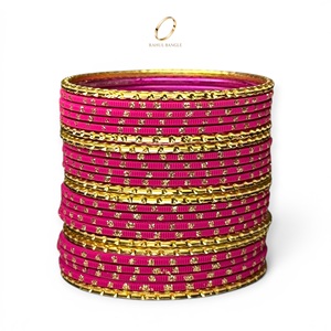 Sparkling <b>Cute</b> Premium Kids Pink Gold Plated Crystal Stainless Steel Fashion Bangles Indian Jewelry Set for Girls Party Wedding - Product Image 2