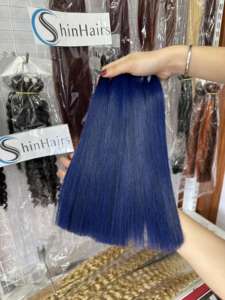 <b>Ombre</b> Blue Bone Straight Raw Hair 100% Vietnamese Human Hair for Black Women Styles With Cheap Wholesale Price - Product Image 4